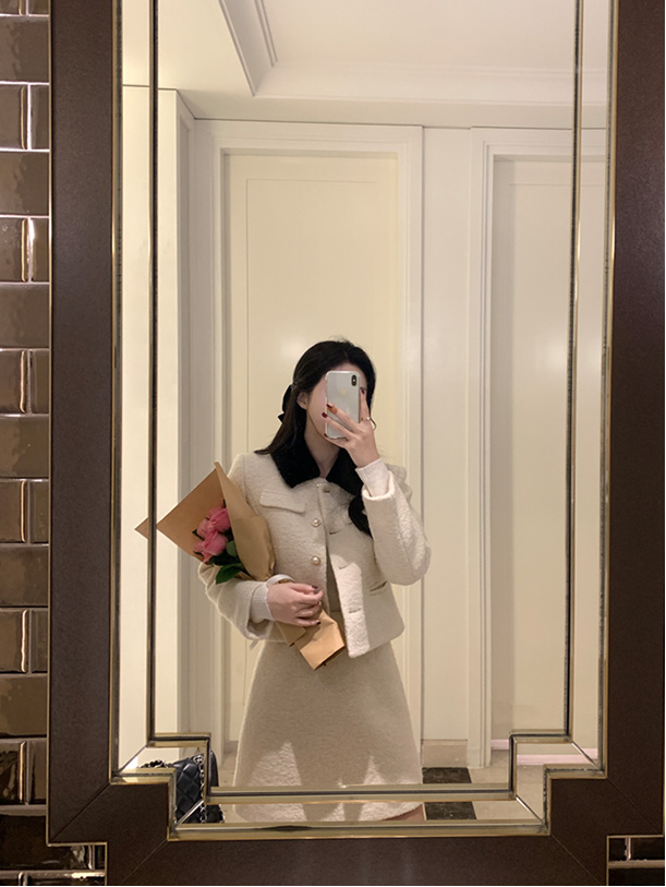 🚚당일발송  [울50%,카라탈부착] 퍼카라 자켓과 스커트 부클 트위드 셋업 데일리룩,데이트룩,출근룩,나들이룩,하객룩,모임룩,투피스 st2363 상세 이미지 115
