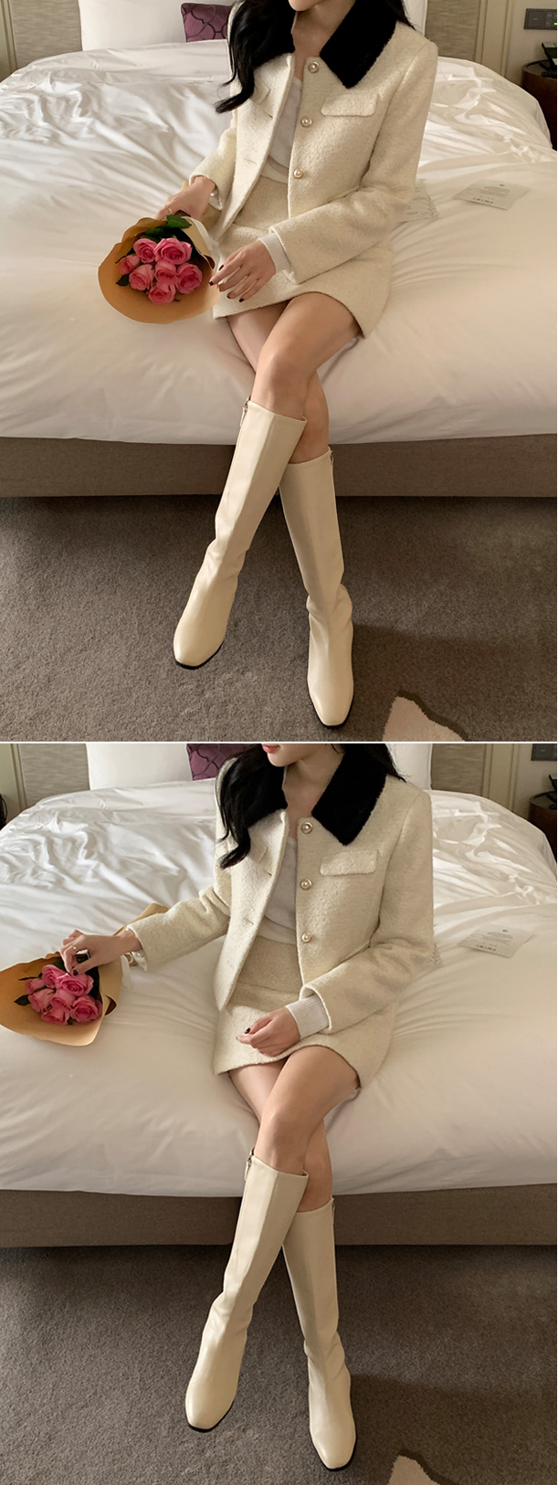 🚚당일발송  [울50%,카라탈부착] 퍼카라 자켓과 스커트 부클 트위드 셋업 데일리룩,데이트룩,출근룩,나들이룩,하객룩,모임룩,투피스 st2363 상세 이미지 121