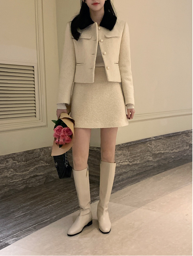 🚚당일발송  [울50%,카라탈부착] 퍼카라 자켓과 스커트 부클 트위드 셋업 데일리룩,데이트룩,출근룩,나들이룩,하객룩,모임룩,투피스 st2363 상세 이미지 106