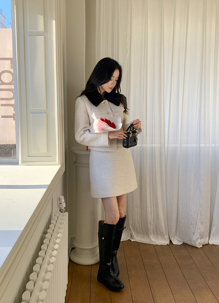 🚚당일발송  [울50%,카라탈부착] 퍼카라 자켓과 스커트 부클 트위드 셋업 데일리룩,데이트룩,출근룩,나들이룩,하객룩,모임룩,투피스 st2363 상세 이미지 72