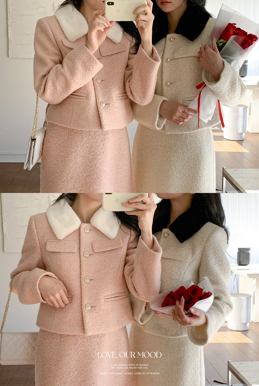 🚚당일발송  [울50%,카라탈부착] 퍼카라 자켓과 스커트 부클 트위드 셋업 데일리룩,데이트룩,출근룩,나들이룩,하객룩,모임룩,투피스 st2363 상세 이미지 65