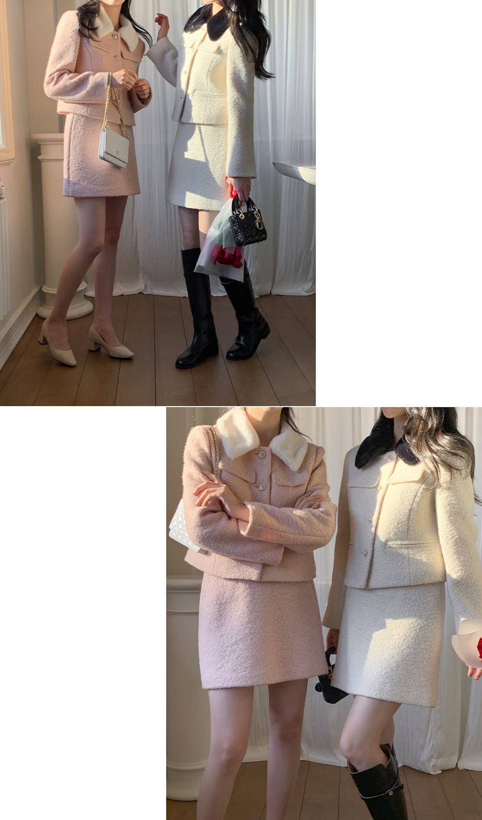 🚚당일발송  [울50%,카라탈부착] 퍼카라 자켓과 스커트 부클 트위드 셋업 데일리룩,데이트룩,출근룩,나들이룩,하객룩,모임룩,투피스 st2363 상세 이미지 69