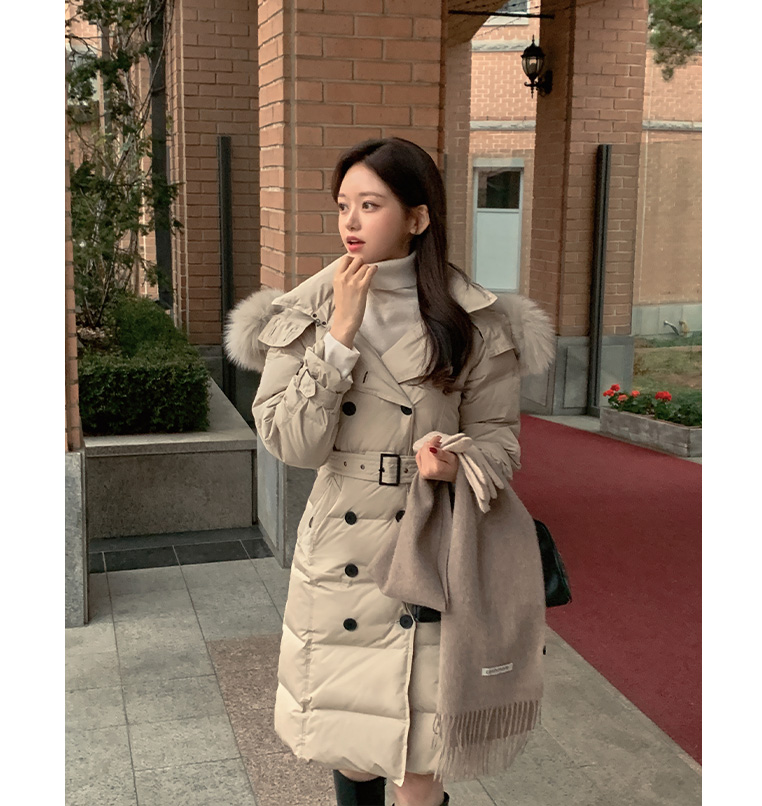 주문폭주 폭스퍼 덕다운 트렌치 패딩 코트 jp607 상세 이미지 10