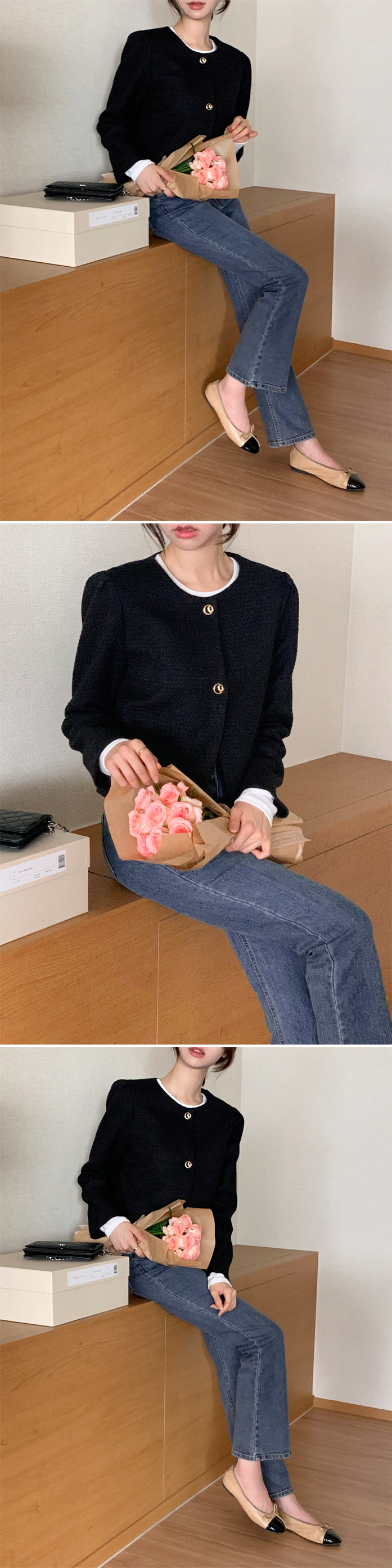🚚당일발송  [하객룩,격식룩] 벨마 퍼프 트위드 자켓 데이트룩,출근룩,나들이룩,데일리룩,봄자켓,노카라자켓,봄옷 jk2549 상세 이미지 36