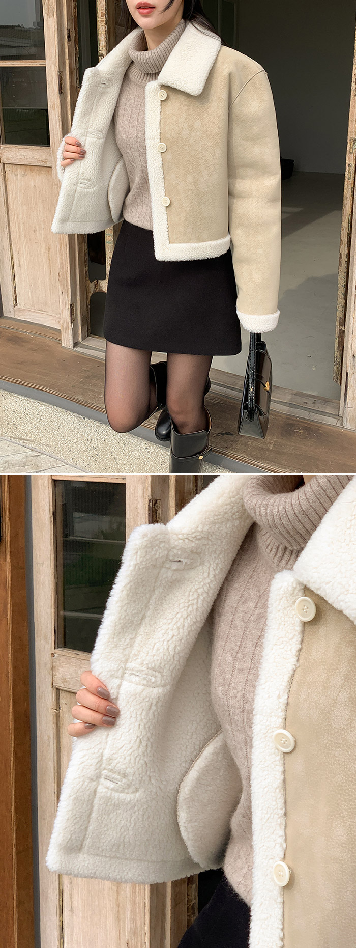 [울함유] 헨더슨 리버시블 소프트 숏 무스탕 & 하프 무스탕 데일리룩,데이트룩,출근룩,나들이룩,모임룩,하객룩 ct1609 상세 이미지 129