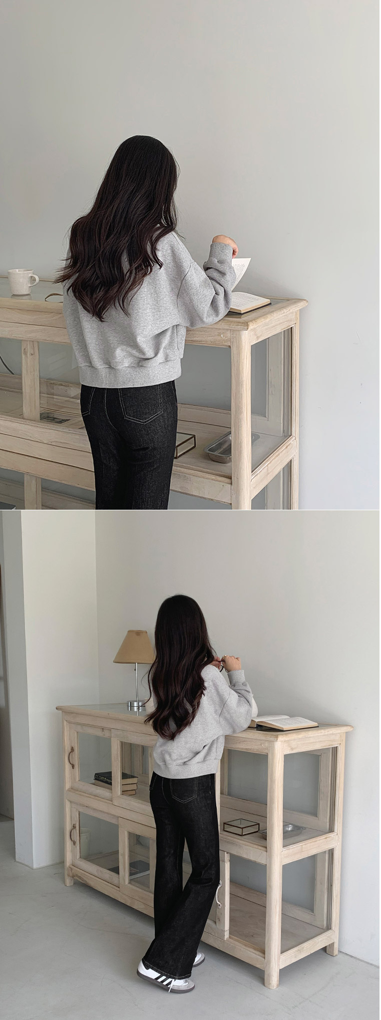 [색감대박/루즈핏] 센노 라운드넥 세미 크롭 루즈 자수 맨투맨 데이트룩,데일리룩,나들이룩,출근룩,마실룩 ts3820 상세 이미지 80