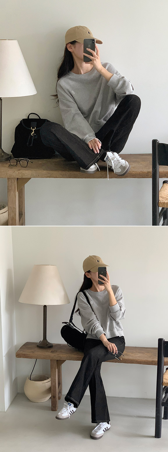 [색감대박/루즈핏] 센노 라운드넥 세미 크롭 루즈 자수 맨투맨 데이트룩,데일리룩,나들이룩,출근룩,마실룩 ts3820 상세 이미지 87