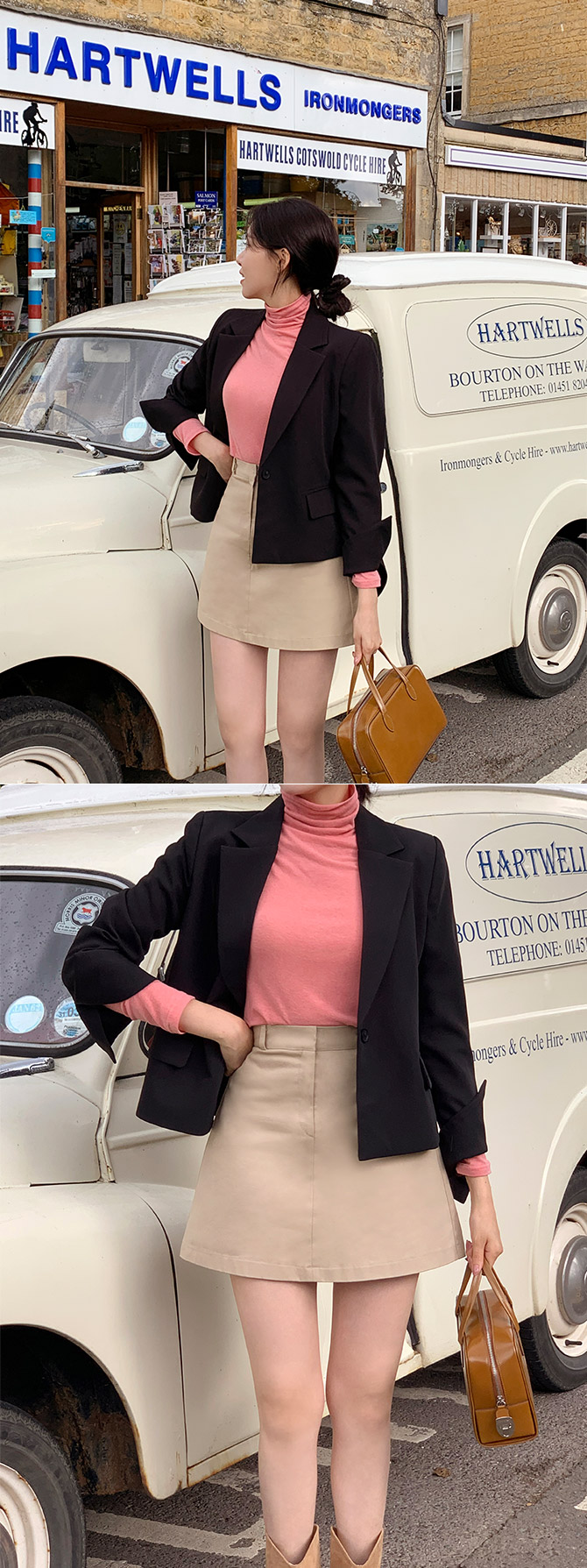 🚚당일발송  1000장 돌파✨ [뉴컬러추가/만년템/딱예쁜기장감] 로메인 싱글 버튼 세미크롭 자켓 하객룩,데이트룩,나들이룩,출근룩,데일리룩,격식룩,크롭자켓,올드머니룩 jk2643 상세 이미지 65
