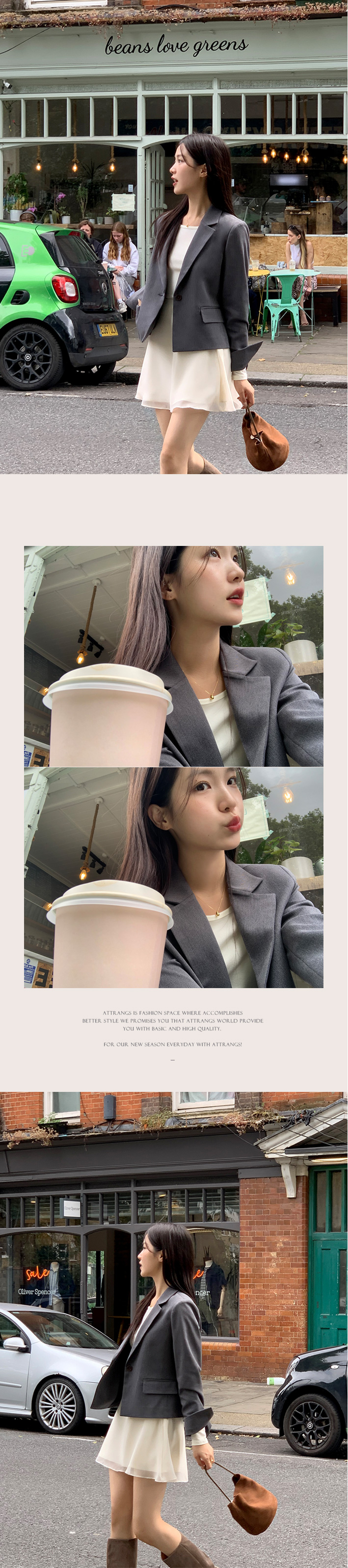 🚚당일발송  1000장 돌파✨ [뉴컬러추가/만년템/딱예쁜기장감] 로메인 싱글 버튼 세미크롭 자켓 하객룩,데이트룩,나들이룩,출근룩,데일리룩,격식룩,크롭자켓,올드머니룩 jk2643 상세 이미지 11