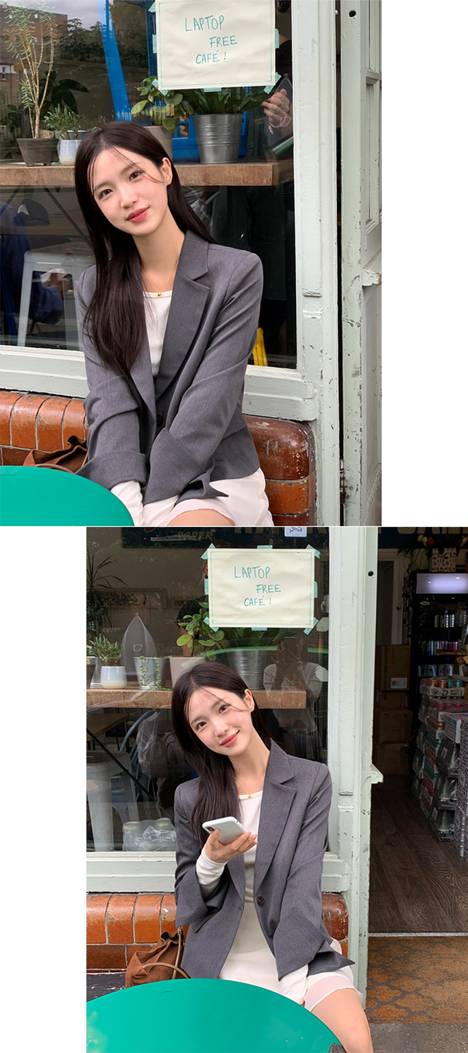 🚚당일발송  1000장 돌파✨ [뉴컬러추가/만년템/딱예쁜기장감] 로메인 싱글 버튼 세미크롭 자켓 하객룩,데이트룩,나들이룩,출근룩,데일리룩,격식룩,크롭자켓,올드머니룩 jk2643 상세 이미지 18