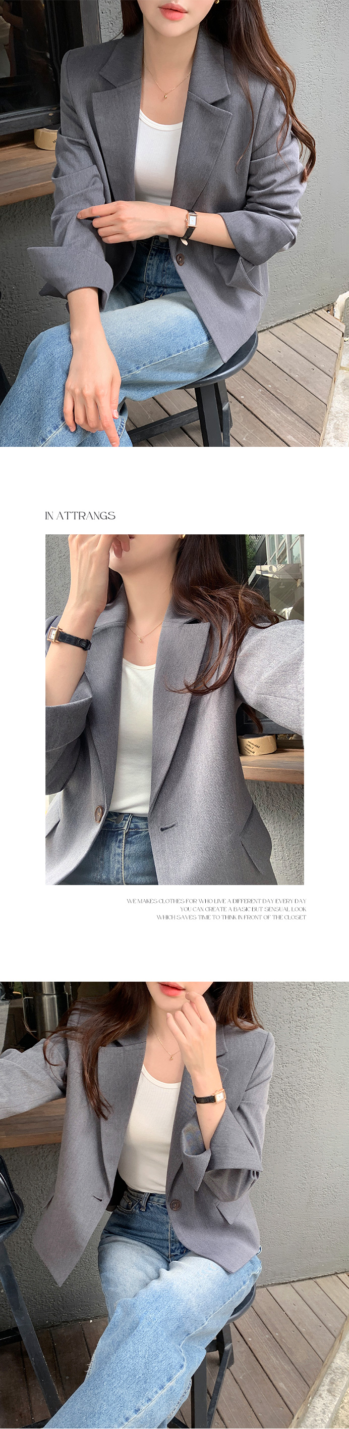 🚚당일발송  1000장 돌파✨ [뉴컬러추가/만년템/딱예쁜기장감] 로메인 싱글 버튼 세미크롭 자켓 하객룩,데이트룩,나들이룩,출근룩,데일리룩,격식룩,크롭자켓,올드머니룩 jk2643 상세 이미지 73