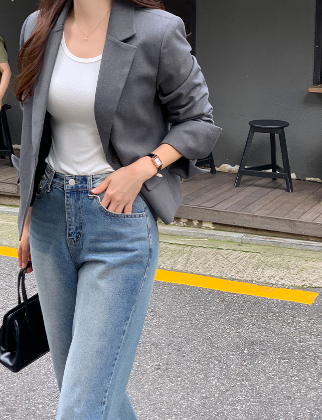🚚당일발송  1000장 돌파✨ [뉴컬러추가/만년템/딱예쁜기장감] 로메인 싱글 버튼 세미크롭 자켓 하객룩,데이트룩,나들이룩,출근룩,데일리룩,격식룩,크롭자켓,올드머니룩 jk2643 상세 이미지 82