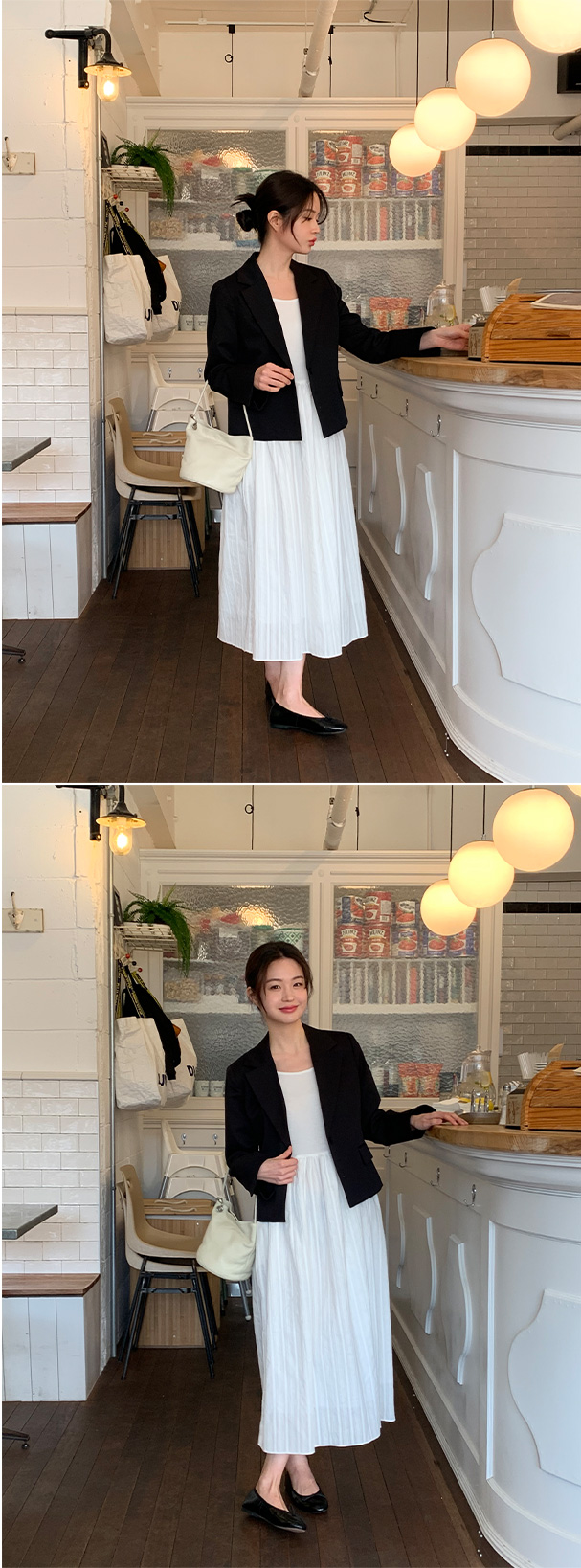 🚚당일발송  1000장 돌파✨ [뉴컬러추가/만년템/딱예쁜기장감] 로메인 싱글 버튼 세미크롭 자켓 하객룩,데이트룩,나들이룩,출근룩,데일리룩,격식룩,크롭자켓,올드머니룩 jk2643 상세 이미지 44