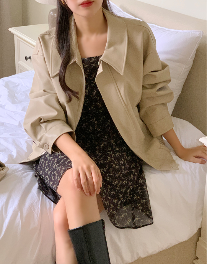 1000장 돌파✨ [퀄리티보장] 소프트 비건 레더 블루종 점퍼 데이트룩,데일리룩,나들이룩,마실룩,출근룩,하객룩,봄자켓 jp633 상세 이미지 22
