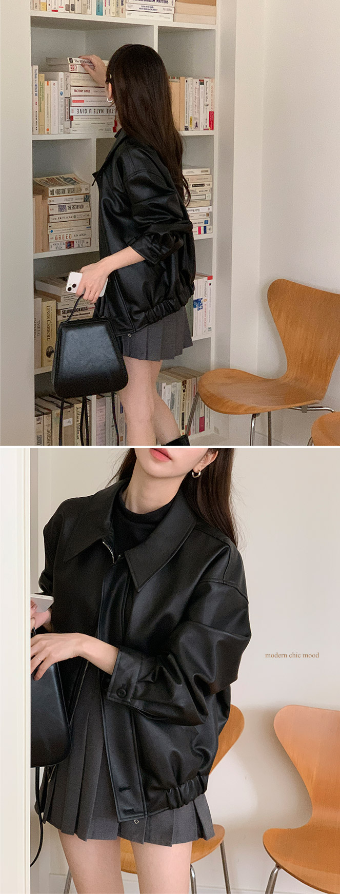 1000장 돌파✨ [퀄리티보장] 소프트 비건 레더 블루종 점퍼 데이트룩,데일리룩,나들이룩,마실룩,출근룩,하객룩,봄자켓 jp633 상세 이미지 58