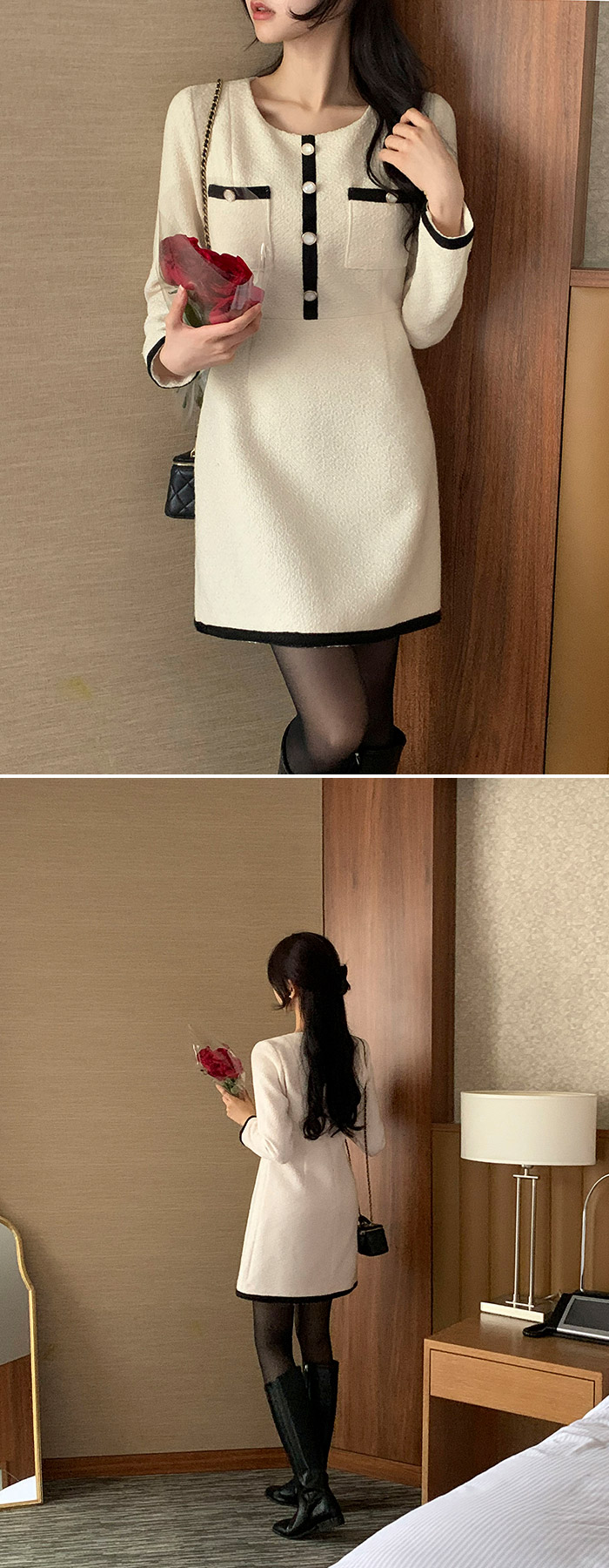 Wool color tweed winter dress op15497 | ATTRANGS: Shop Korean fashion clothing, bags, shoes and accessories for women Wool color tweed winter dress op15497 | ATTRANGS: Shop Korean fashion clothing, bags, shoes and accessories for women