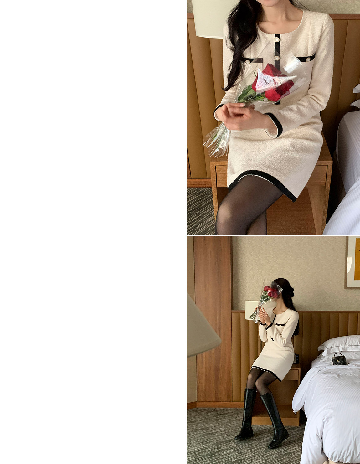 Wool color tweed winter dress op15497 | ATTRANGS: Shop Korean fashion  clothing, bags, shoes and accessories for women