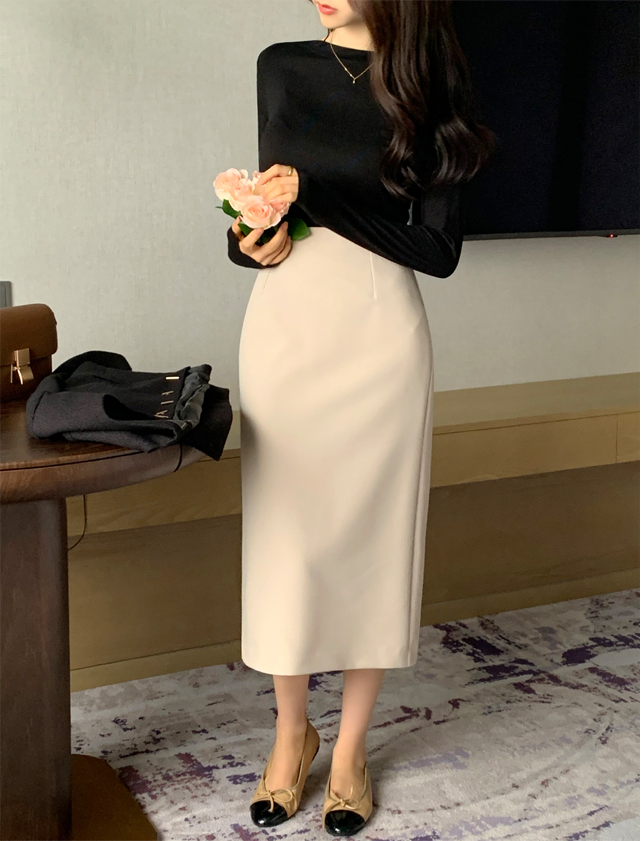 [기장선택,미니,롱 기장,하객룩] 오브젠 H라인 슬릿 스커트 데이트룩,나들이룩,출근룩,오피스룩,면접룩,롱스커트,롱치마 치마,봄옷 sk6735 벚꽃룩 상세 이미지 156