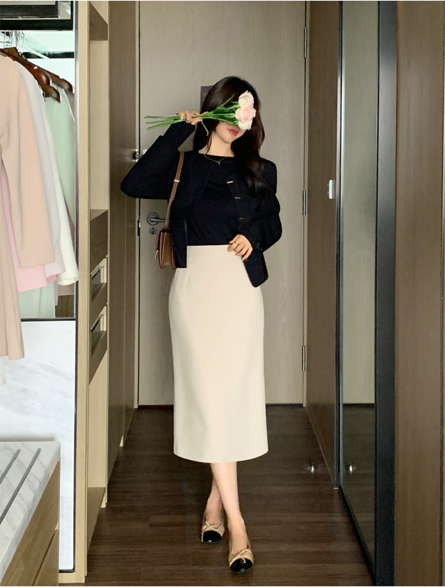 [기장선택,미니,롱 기장,하객룩] 오브젠 H라인 슬릿 스커트 데이트룩,나들이룩,출근룩,오피스룩,면접룩,롱스커트,롱치마 치마,봄옷 sk6735 벚꽃룩 상세 이미지 170