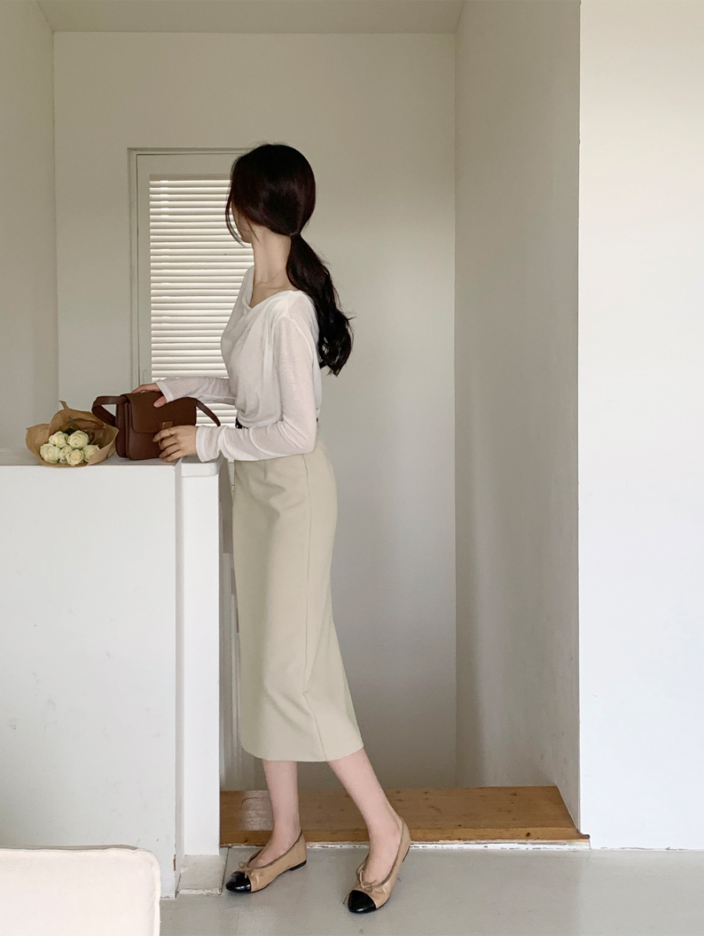 [기장선택,미니,롱 기장,하객룩] 오브젠 H라인 슬릿 스커트 데이트룩,나들이룩,출근룩,오피스룩,면접룩,롱스커트,롱치마 치마,봄옷 sk6735 벚꽃룩 상세 이미지 85