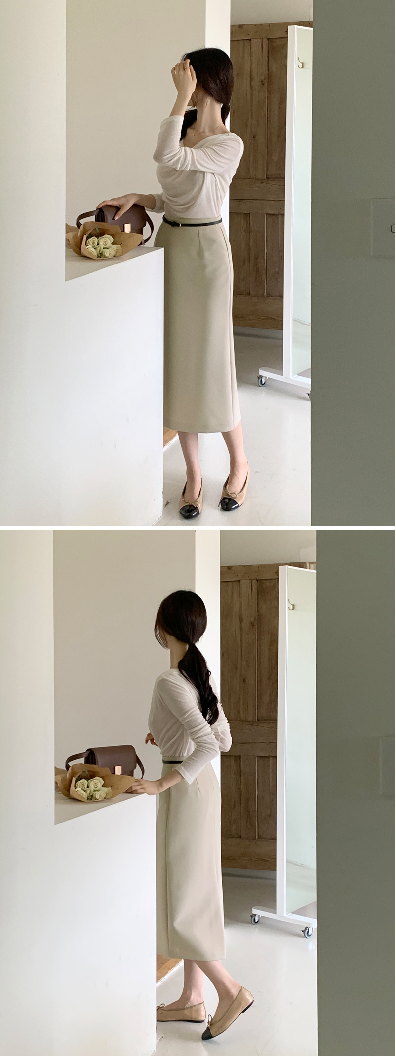 [기장선택,미니,롱 기장,하객룩] 오브젠 H라인 슬릿 스커트 데이트룩,나들이룩,출근룩,오피스룩,면접룩,롱스커트,롱치마 치마,봄옷 sk6735 벚꽃룩 상세 이미지 86