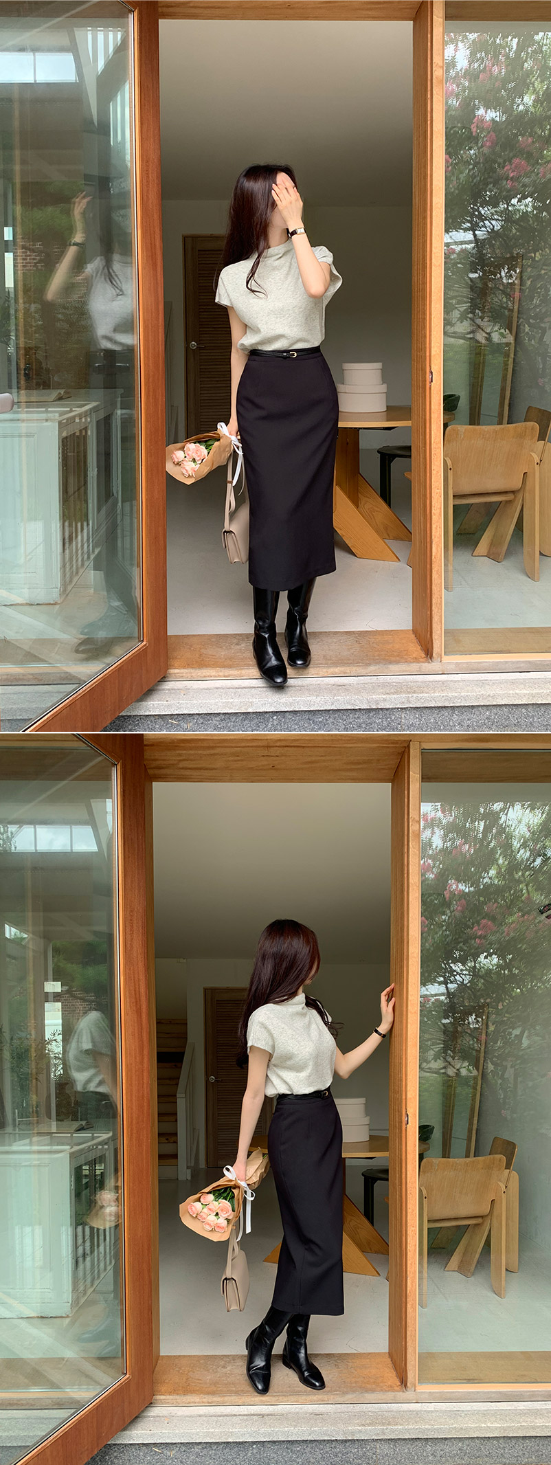 [기장선택,미니,롱 기장,하객룩] 오브젠 H라인 슬릿 스커트 데이트룩,나들이룩,출근룩,오피스룩,면접룩,롱스커트,롱치마 치마,봄옷 sk6735 벚꽃룩 상세 이미지 124