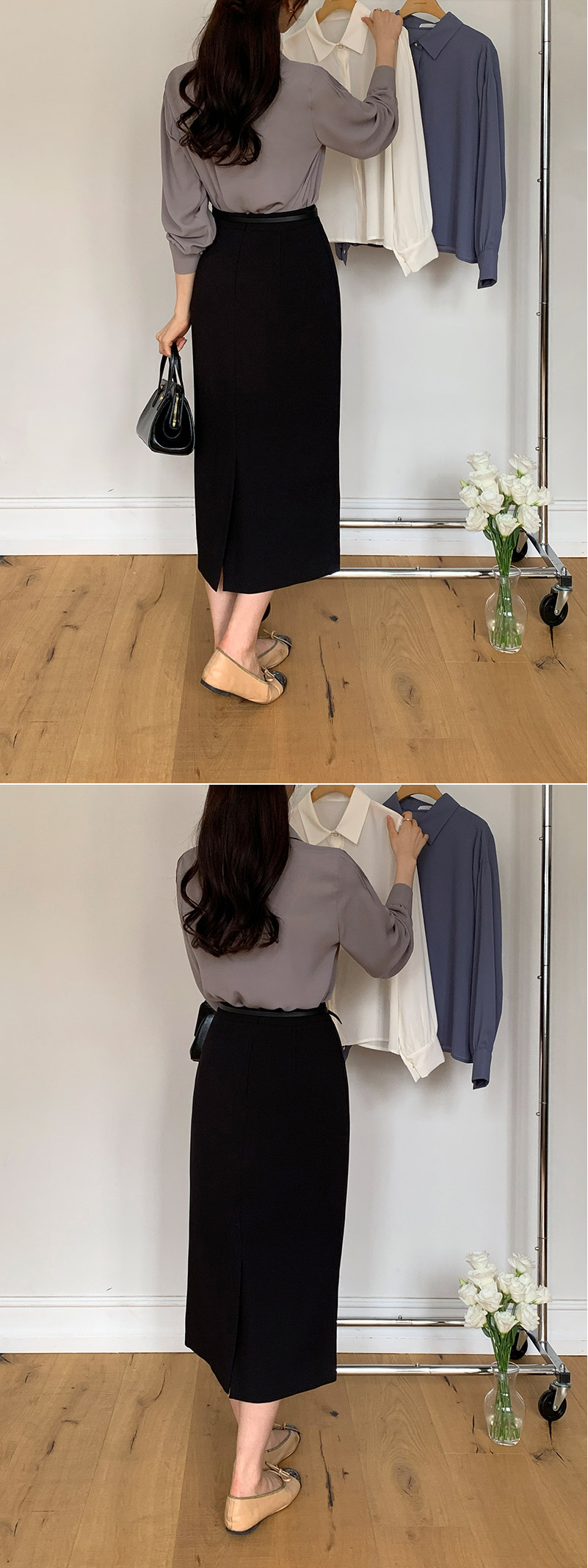 [기장선택,미니,롱 기장,하객룩] 오브젠 H라인 슬릿 스커트 데이트룩,나들이룩,출근룩,오피스룩,면접룩,롱스커트,롱치마 치마,봄옷 sk6735 벚꽃룩 상세 이미지 69