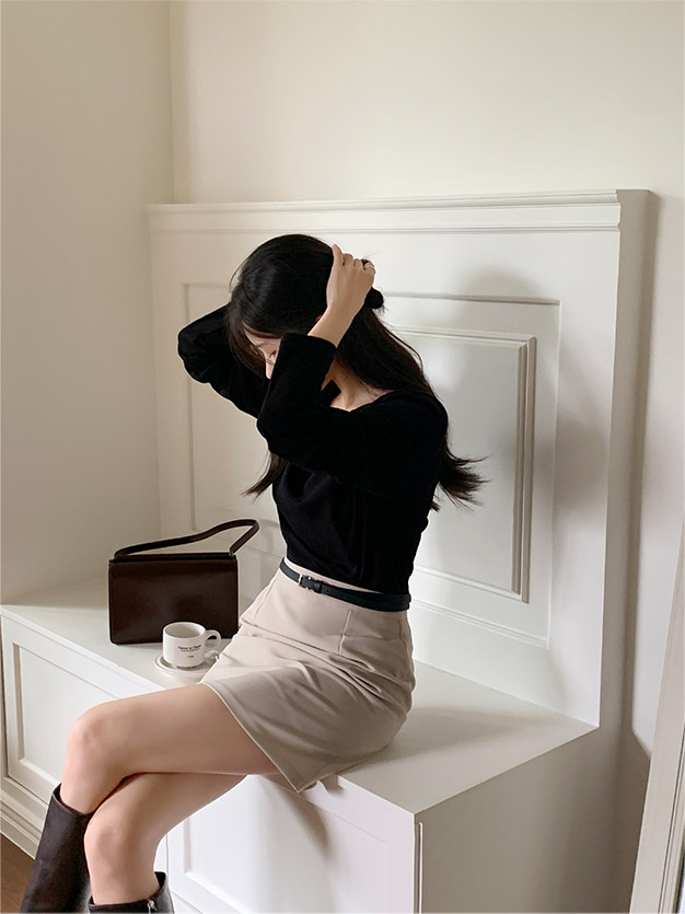 [기장선택,미니,롱 기장,하객룩] 오브젠 H라인 슬릿 스커트 데이트룩,나들이룩,출근룩,오피스룩,면접룩,롱스커트,롱치마 치마,봄옷 sk6735 벚꽃룩 상세 이미지 56