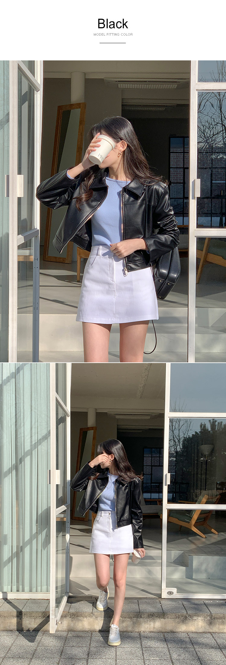 [기획특가/최저가] 비건 비스코스 레더 크롭 블루종 자켓 데이트룩,마실룩,나들이룩,데일리룩,출근룩,봄자켓,가죽자켓,레더자켓 jk2797 상세 이미지 92