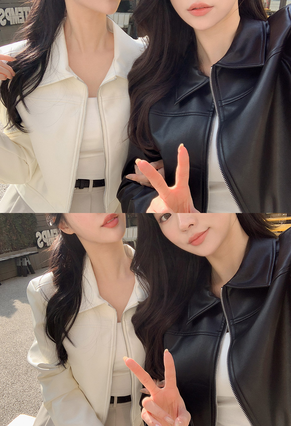 [기획특가/최저가] 비건 비스코스 레더 크롭 블루종 자켓 데이트룩,마실룩,나들이룩,데일리룩,출근룩,봄자켓,가죽자켓,레더자켓 jk2797 상세 이미지 80