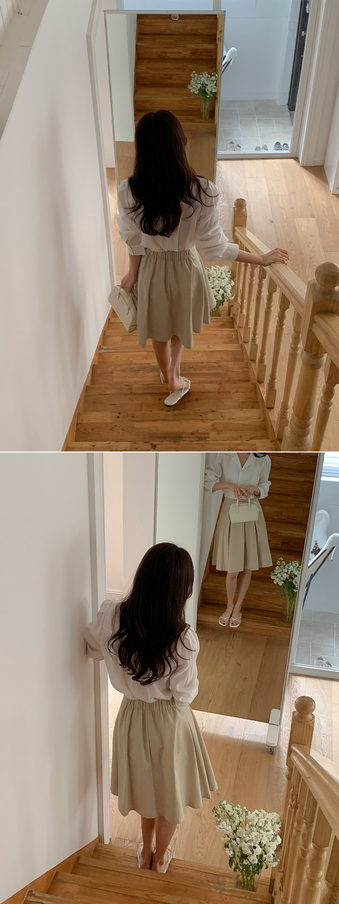 (컬러추가/허리밴딩/베스트셀러/미디버전) 리츠 플리츠 미디 스커트 치마 치마,봄옷 sk6808 벚꽃룩 상세 이미지 105