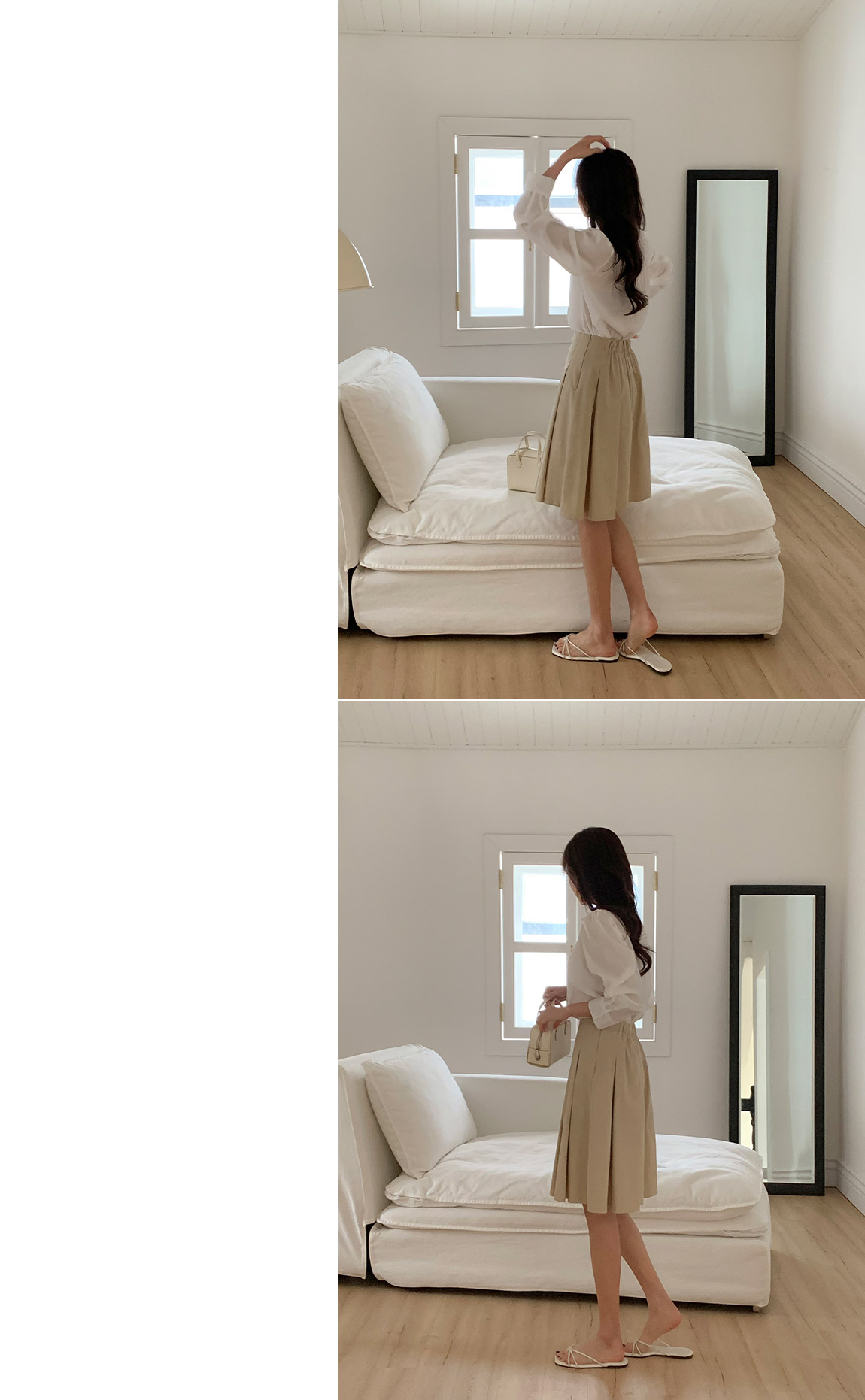 (컬러추가/허리밴딩/베스트셀러/미디버전) 리츠 플리츠 미디 스커트 치마 치마,봄옷 sk6808 벚꽃룩 상세 이미지 100