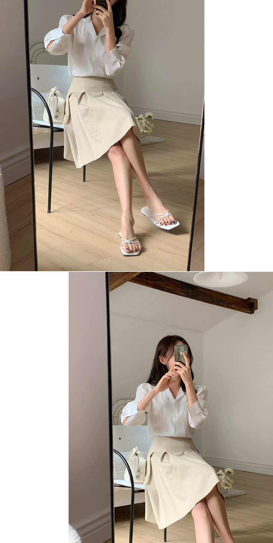 (컬러추가/허리밴딩/베스트셀러/미디버전) 리츠 플리츠 미디 스커트 치마 치마,봄옷 sk6808 벚꽃룩 상세 이미지 101