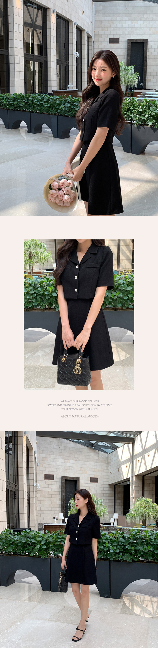 chinese dress ladies Cream Summer Tweed Dress with Elbow Length Sleeves - Angie