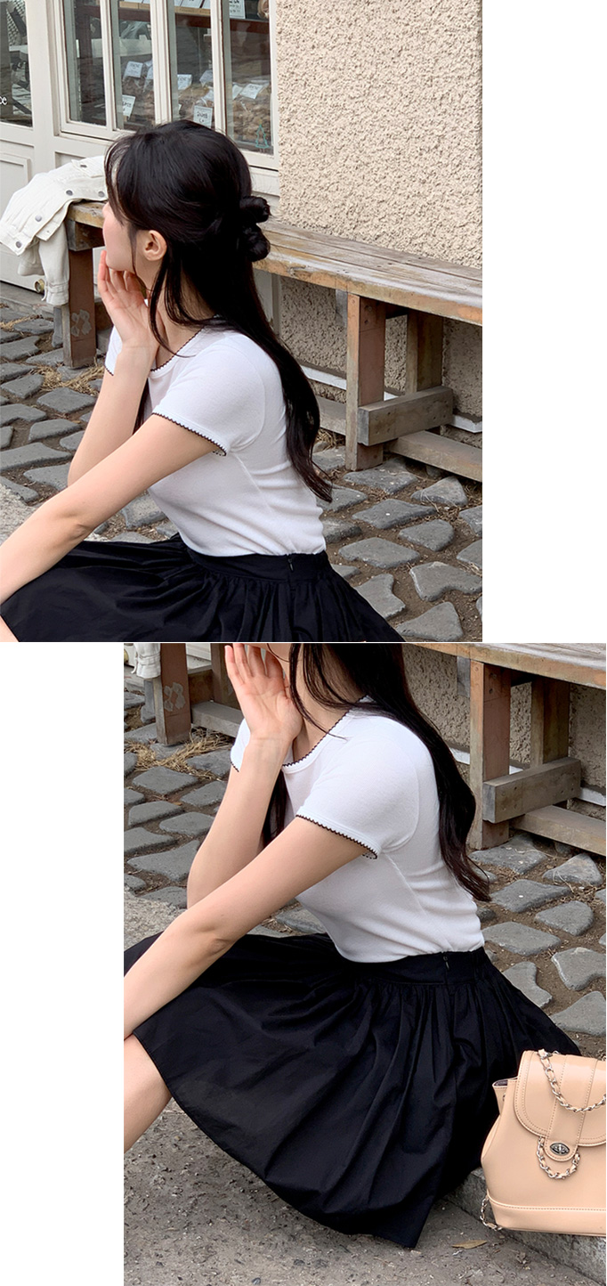 (뒷밴딩/러블리무드) 레빈 코튼 셔링 A라인 미니 스커트 sk6845 상세 이미지 32