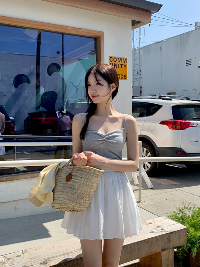 (뒷밴딩/러블리무드) 레빈 코튼 셔링 A라인 미니 스커트 sk6845 상세 이미지 48