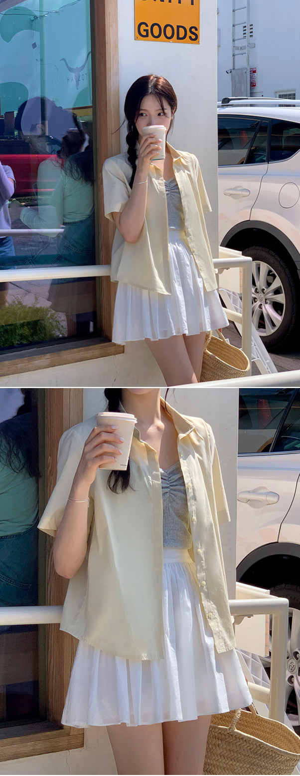 (뒷밴딩/러블리무드) 레빈 코튼 셔링 A라인 미니 스커트 sk6845 상세 이미지 59