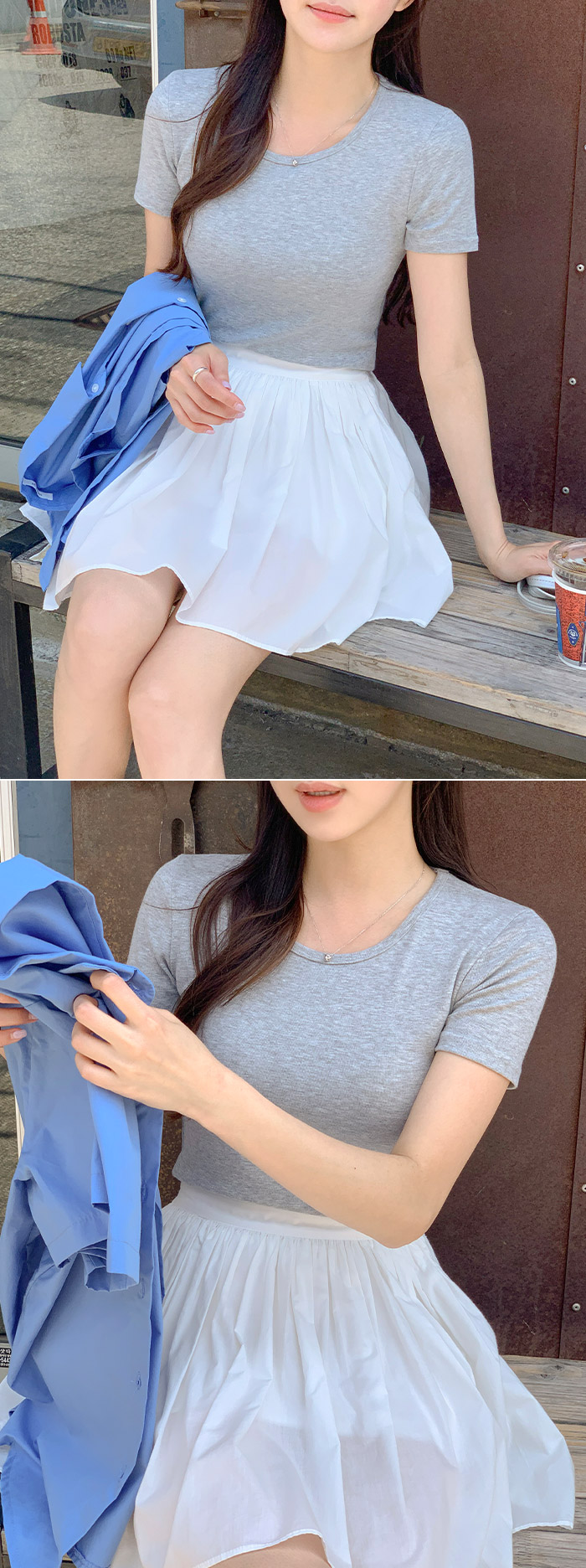 (뒷밴딩/러블리무드) 레빈 코튼 셔링 A라인 미니 스커트 sk6845 상세 이미지 158