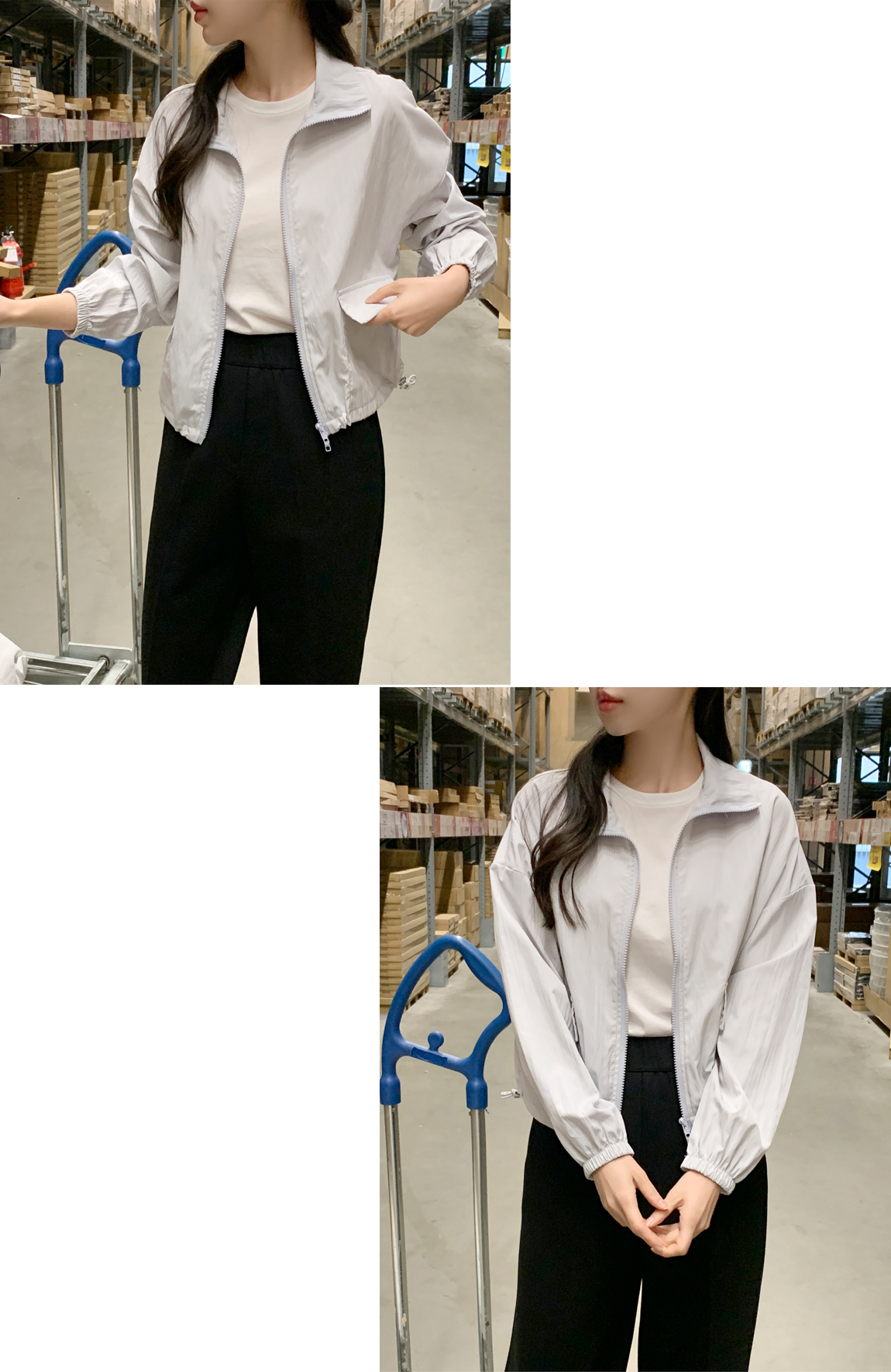 🚚부분당일발송 5000장 돌파✨ [생활방수/장마룩/바람막이/살안타템] 후드카라2버전 스트링 바스락 점퍼  세미크롭자켓 봄아우터 나들이룩 윈드자켓,여행룩/휴양지룩/데이트룩/바캉스룩,봄옷 jk2862 상세 이미지 12