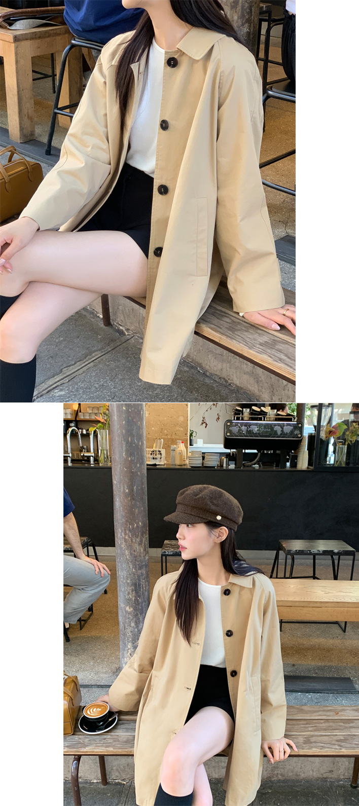 ⚡️부분 오늘출발⚡️ [자체제작] [바이오워싱/클래식템/유행구애X] 비브레 오버핏 바이오워싱 코튼 싱글 하프 트렌치 코트 봄아우터 데이트룩,나들이룩,데일리룩,마실룩,출근룩,하객룩,하프코트 ct1637 부분빠른출발 부분당일배송 부분당일 상세 이미지 50