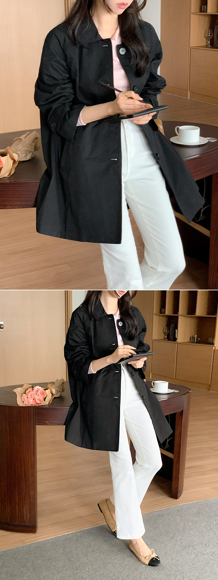 ⚡️부분 오늘출발⚡️ [자체제작] [바이오워싱/클래식템/유행구애X] 비브레 오버핏 바이오워싱 코튼 싱글 하프 트렌치 코트 봄아우터 데이트룩,나들이룩,데일리룩,마실룩,출근룩,하객룩,하프코트 ct1637 부분빠른출발 부분당일배송 부분당일 상세 이미지 105