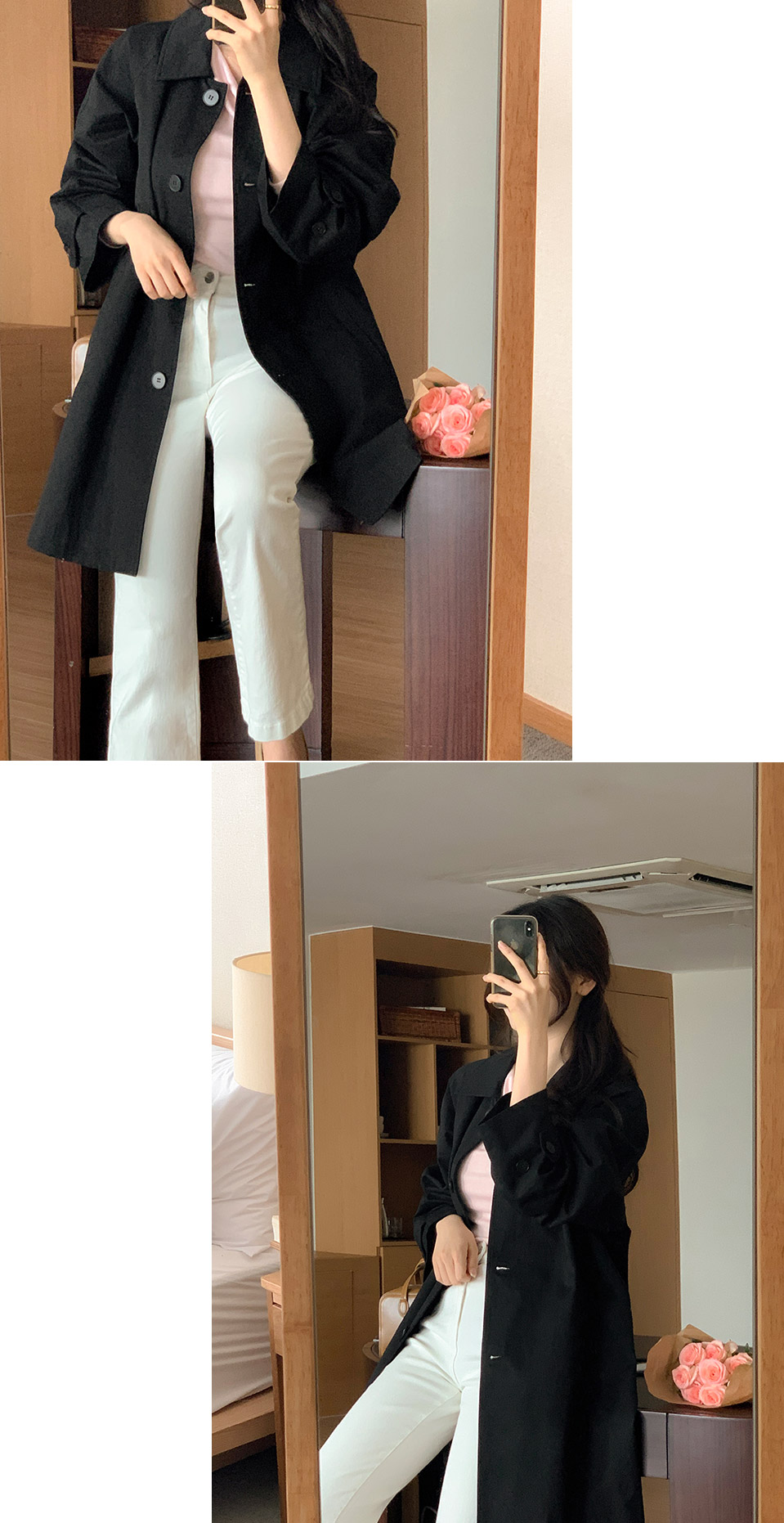 ⚡️부분 오늘출발⚡️ [자체제작] [바이오워싱/클래식템/유행구애X] 비브레 오버핏 바이오워싱 코튼 싱글 하프 트렌치 코트 봄아우터 데이트룩,나들이룩,데일리룩,마실룩,출근룩,하객룩,하프코트 ct1637 부분빠른출발 부분당일배송 부분당일 상세 이미지 108