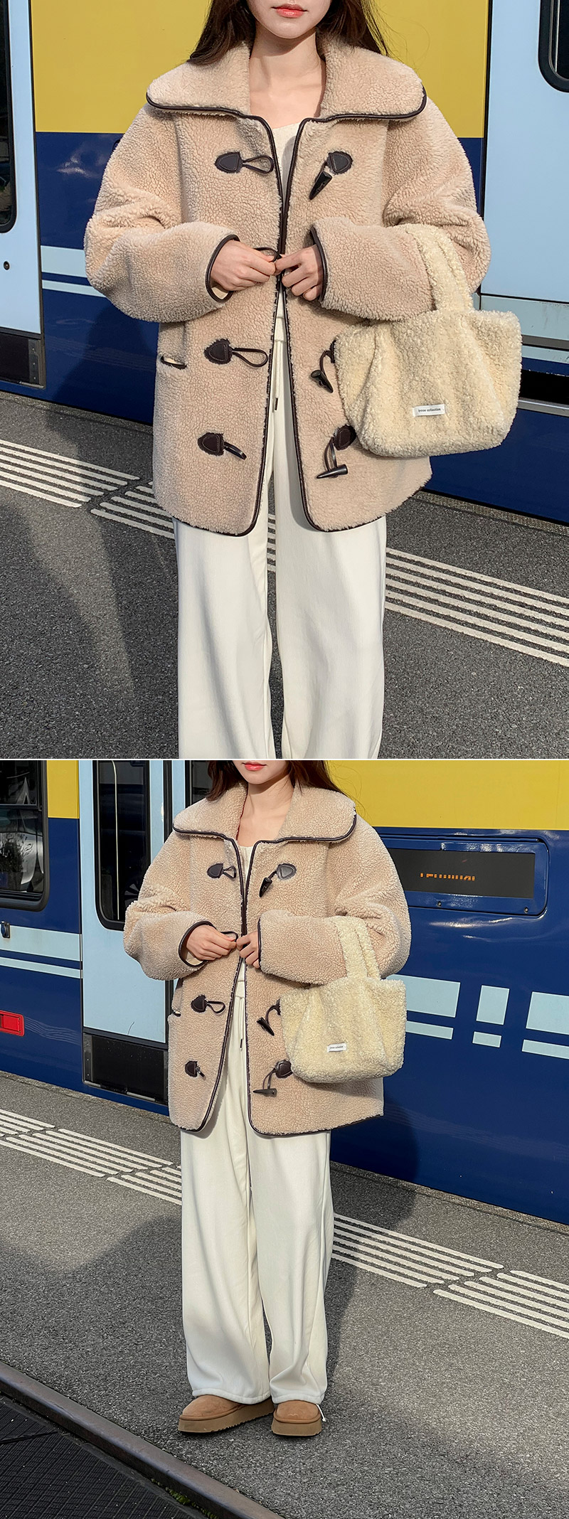 🚚당일발송  [디자인특허/고퀄리티] 리볼드 프리미엄 에코 양털 하프 더플 코트 데일리룩,데이트룩,출근룩,나들이룩,떡볶이코트 ct1640 상세 이미지 41