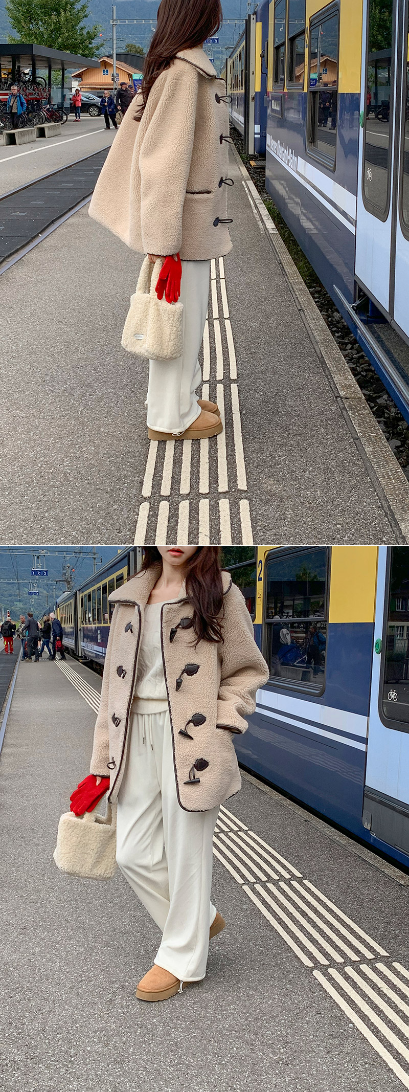 🚚당일발송  [디자인특허/고퀄리티] 리볼드 프리미엄 에코 양털 하프 더플 코트 데일리룩,데이트룩,출근룩,나들이룩,떡볶이코트 ct1640 상세 이미지 45