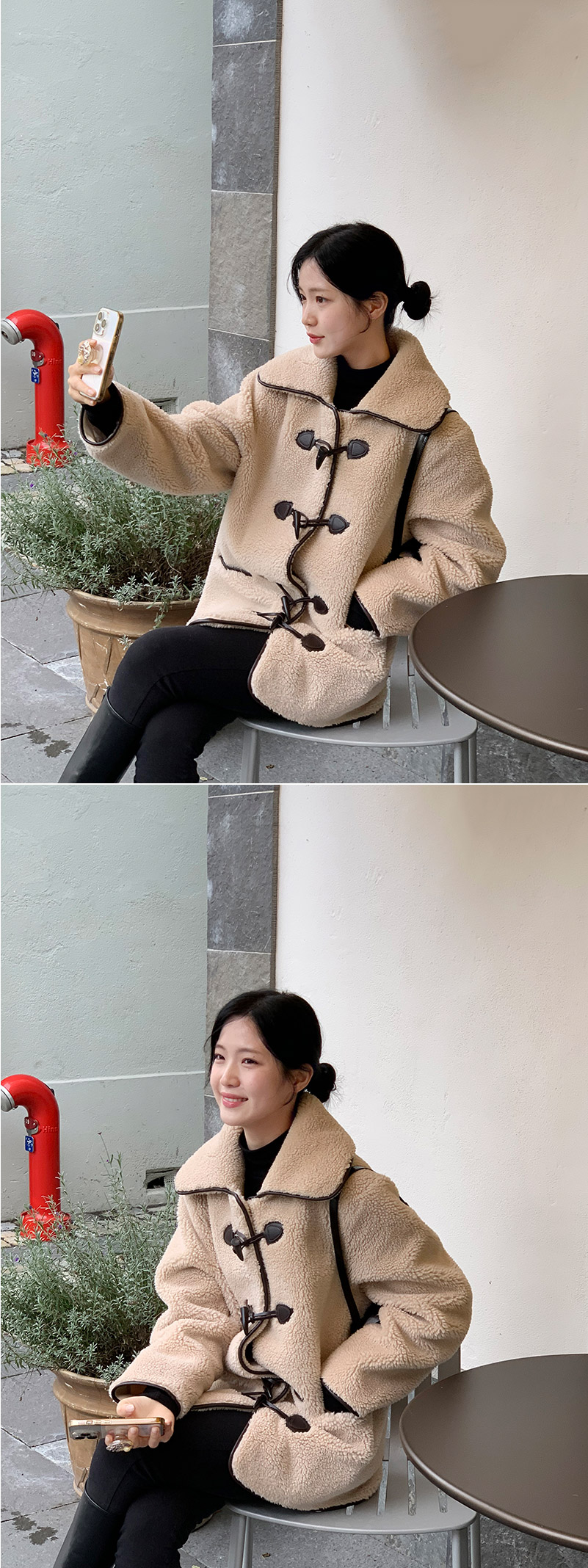 🚚당일발송  [디자인특허/고퀄리티] 리볼드 프리미엄 에코 양털 하프 더플 코트 데일리룩,데이트룩,출근룩,나들이룩,떡볶이코트 ct1640 상세 이미지 19