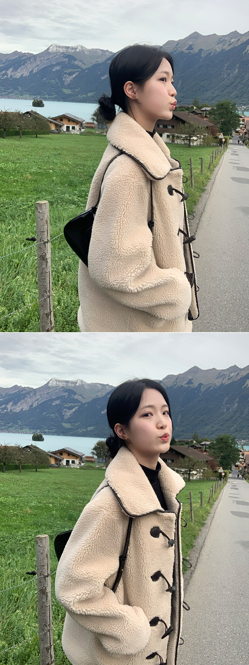 🚚당일발송  [디자인특허/고퀄리티] 리볼드 프리미엄 에코 양털 하프 더플 코트 데일리룩,데이트룩,출근룩,나들이룩,떡볶이코트 ct1640 상세 이미지 8