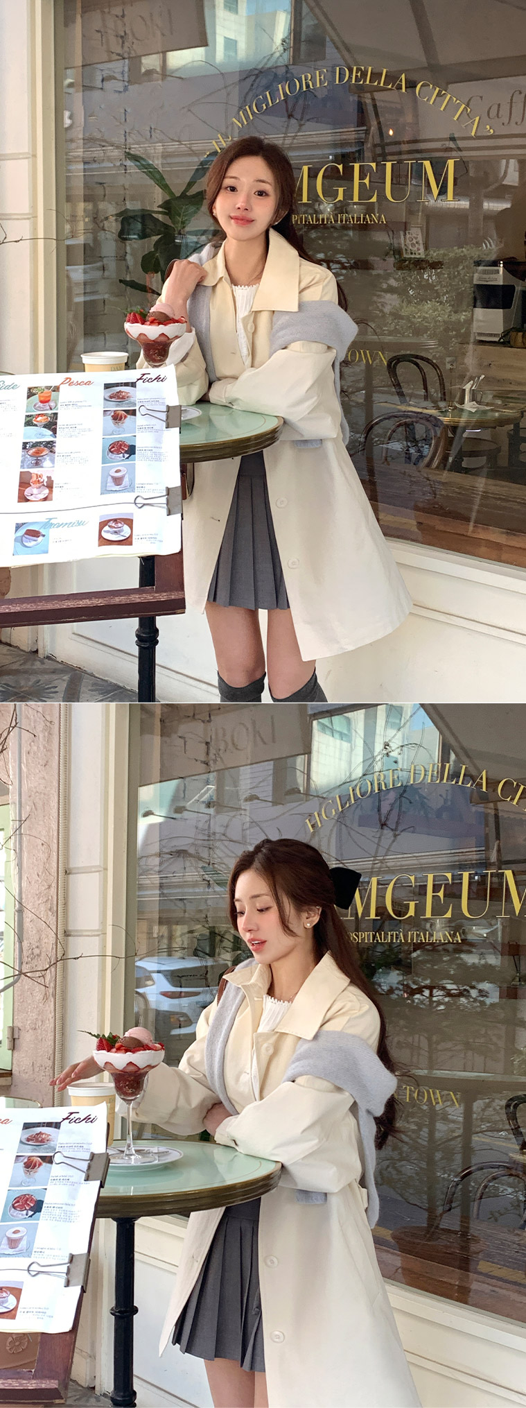 (브랜드공정/투웨이/컬러예술♥)🚚당일발송 주문폭주  로뉴엣 카라 싱글 스트랩 하프 트렌치 나들이룩 벨트 코트 ct1661 상세 이미지 16