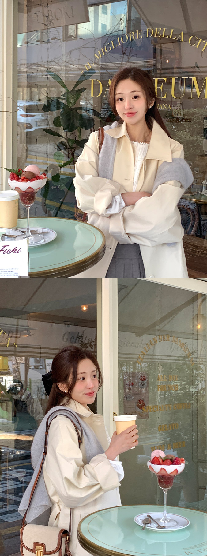 (브랜드공정/투웨이/컬러예술♥)🚚당일발송 주문폭주  로뉴엣 카라 싱글 스트랩 하프 트렌치 나들이룩 벨트 코트 ct1661 상세 이미지 17