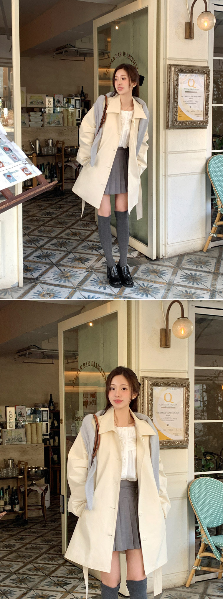 (브랜드공정/투웨이/컬러예술♥)🚚당일발송 주문폭주  로뉴엣 카라 싱글 스트랩 하프 트렌치 나들이룩 벨트 코트 ct1661 상세 이미지 23