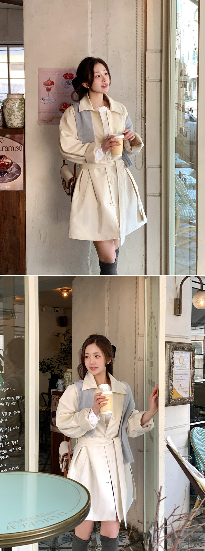 (브랜드공정/투웨이/컬러예술♥)🚚당일발송 주문폭주  로뉴엣 카라 싱글 스트랩 하프 트렌치 나들이룩 벨트 코트 ct1661 상세 이미지 26